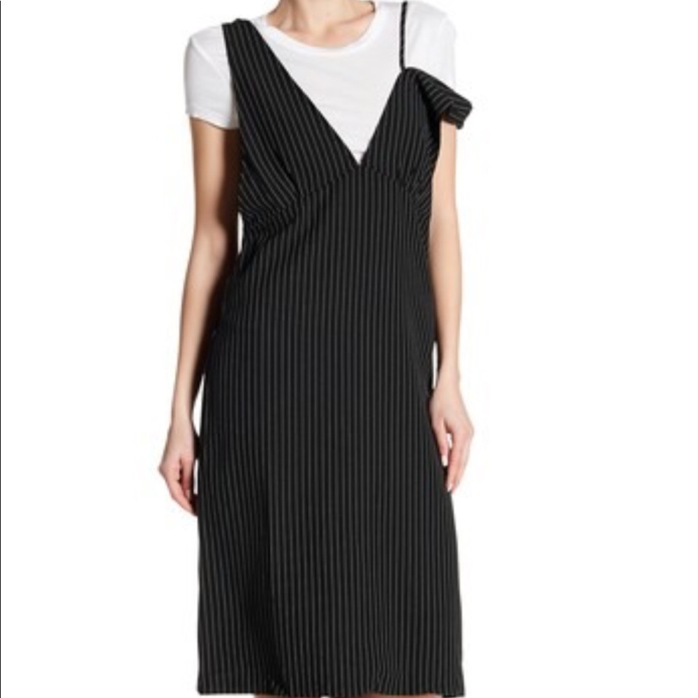 one shoulder/ deep v-neck dress